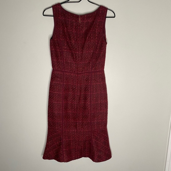Tory Burch Burgundy Fit and Flare Tweed Dress - Picture 8 of 12